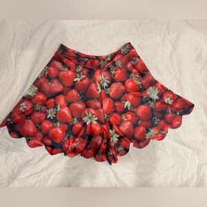 Blackmilk Red Strawberry Shorties 2.0 with Scalloped edge.
